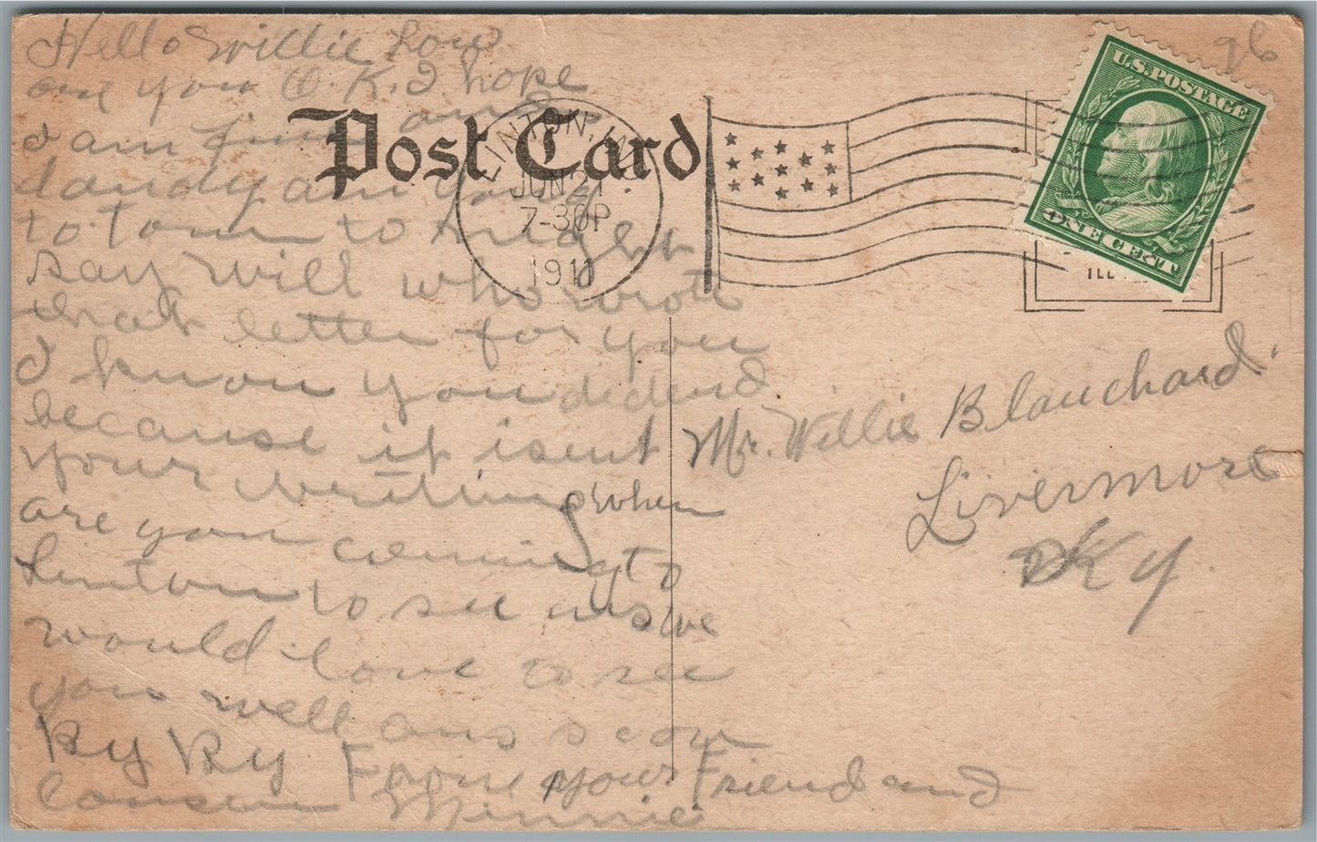 LINTON IN POST OFFICE ANTIQUE POSTCARD