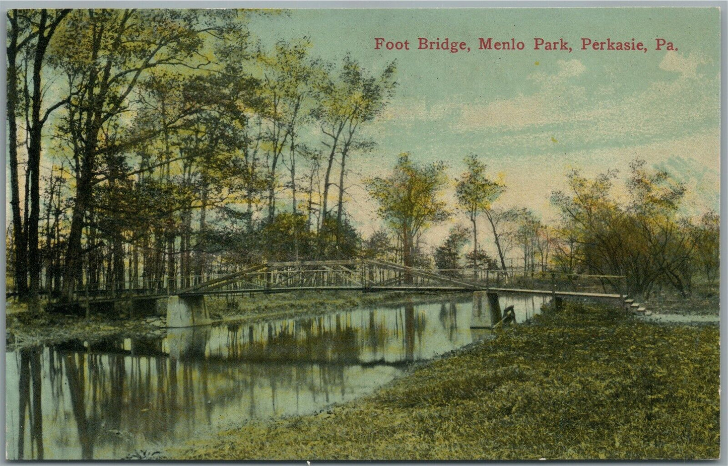 PERKASIE PA FOOT BRIDGE ANTIQUE POSTCARD