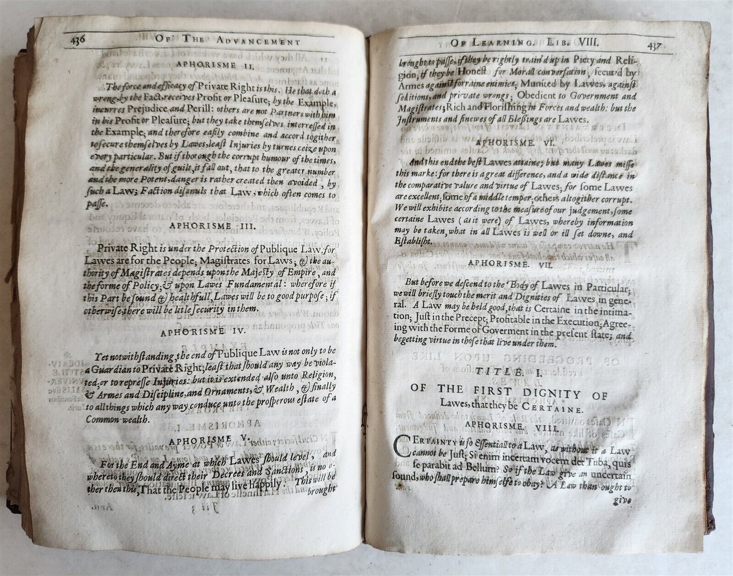1640 FRANCIS BACON in ENGLISH antique Partitions of Sciences