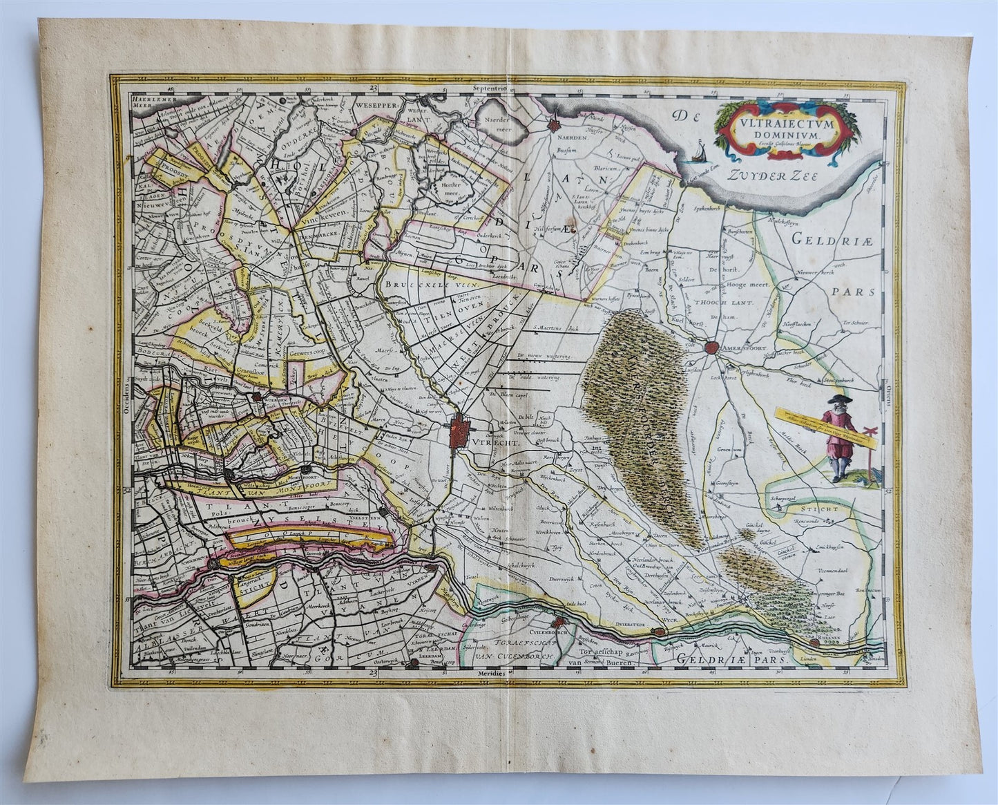 1640 UTRECHT NETHERLANDS MAP by WILLEM BLAEU antique AUTHENTIC hand colored