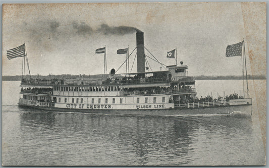 STEAMSHIP CITY OF CHESTER ANTIQUE POSTCARD
