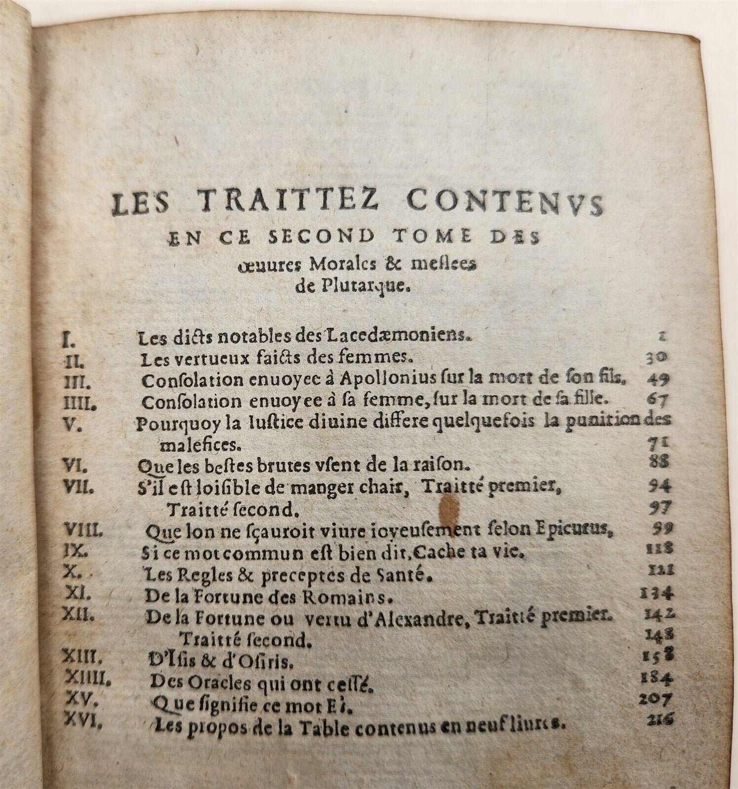 1576-1577 PLUTARCH 2 VOLUMES antique in FRENCH ANCIENT PHILOSOPHY 16th CENTURY