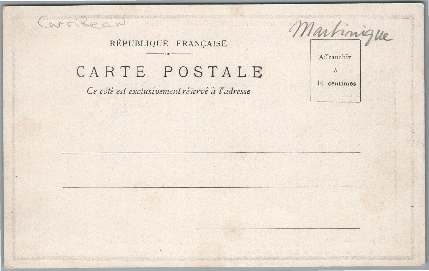 CARRIBEAN MARTINIQUE ANTIQUE POSTCARD