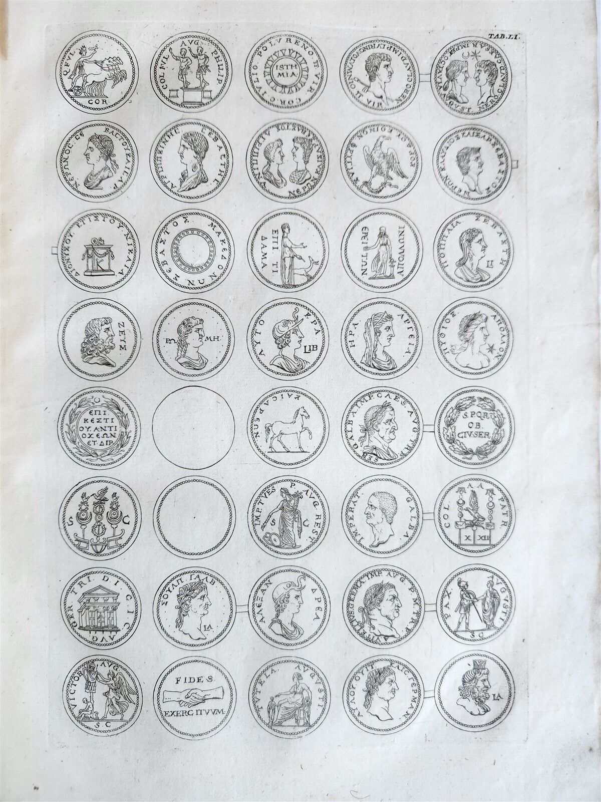 1742 NUMISMATIC ILLUSTRATED FOLIO medal collection of Queen of Sweden antique