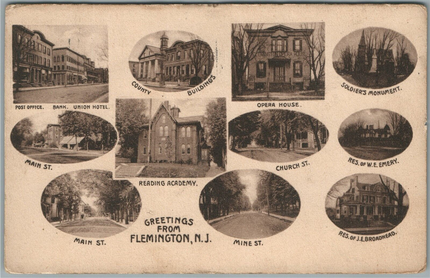 FLEMINGTON NJ MULTI VIEWS ANTIQUE POSTCARD