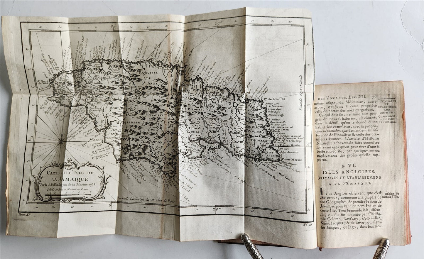 1759 HISTOIRE des VOYAGES antique Vol.60 CARRIBEAN JAMAICA BARBADOS illustrated