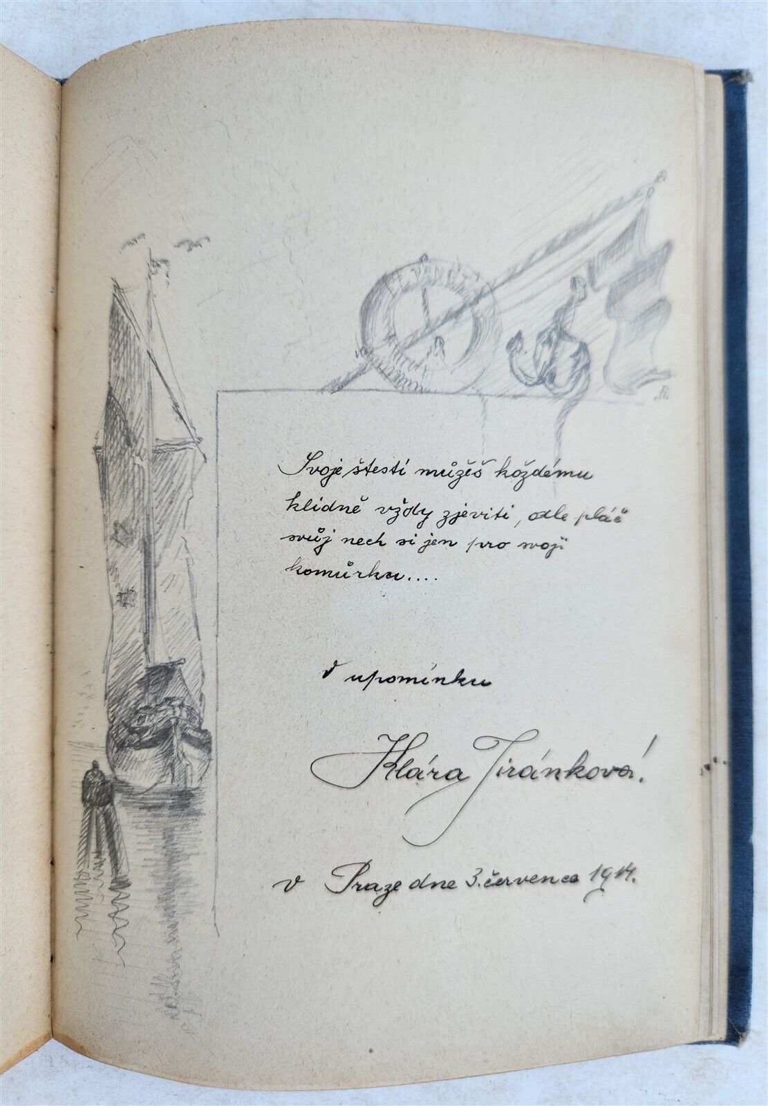 1912-18 ALBUM AMICORUM - MANUSCRIPT CZECH GERMAN BOOK antique POETRY ILLUSTRATED