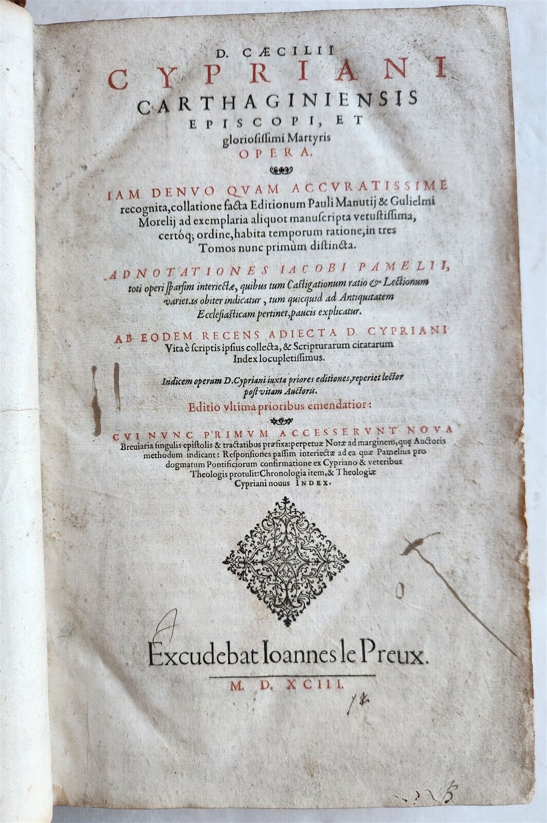 1593 Cypriani Carthaginiensis Episcopi OPERA antique 16th CENTURY FOLIO CYPRIAN