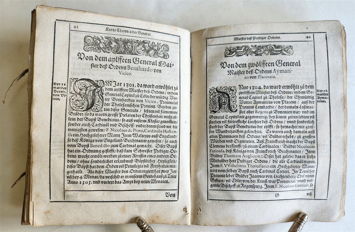 1596 HISTORICAL CHRONICLE of GERMAN RELIGIOUS ORDER antique Kurtze Chronica RARE