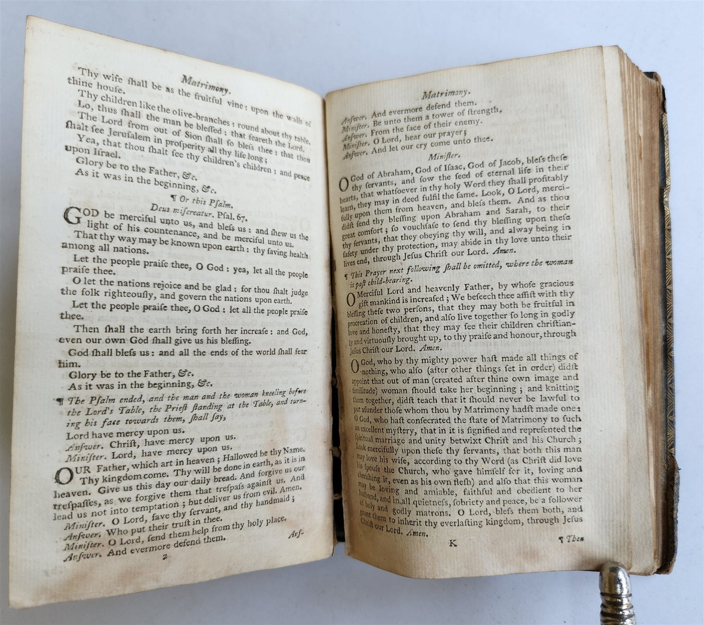1750 BOOK of COMMON PRAYER w/ PSALTER or PSALMS of DAVID antique in ENGLISH