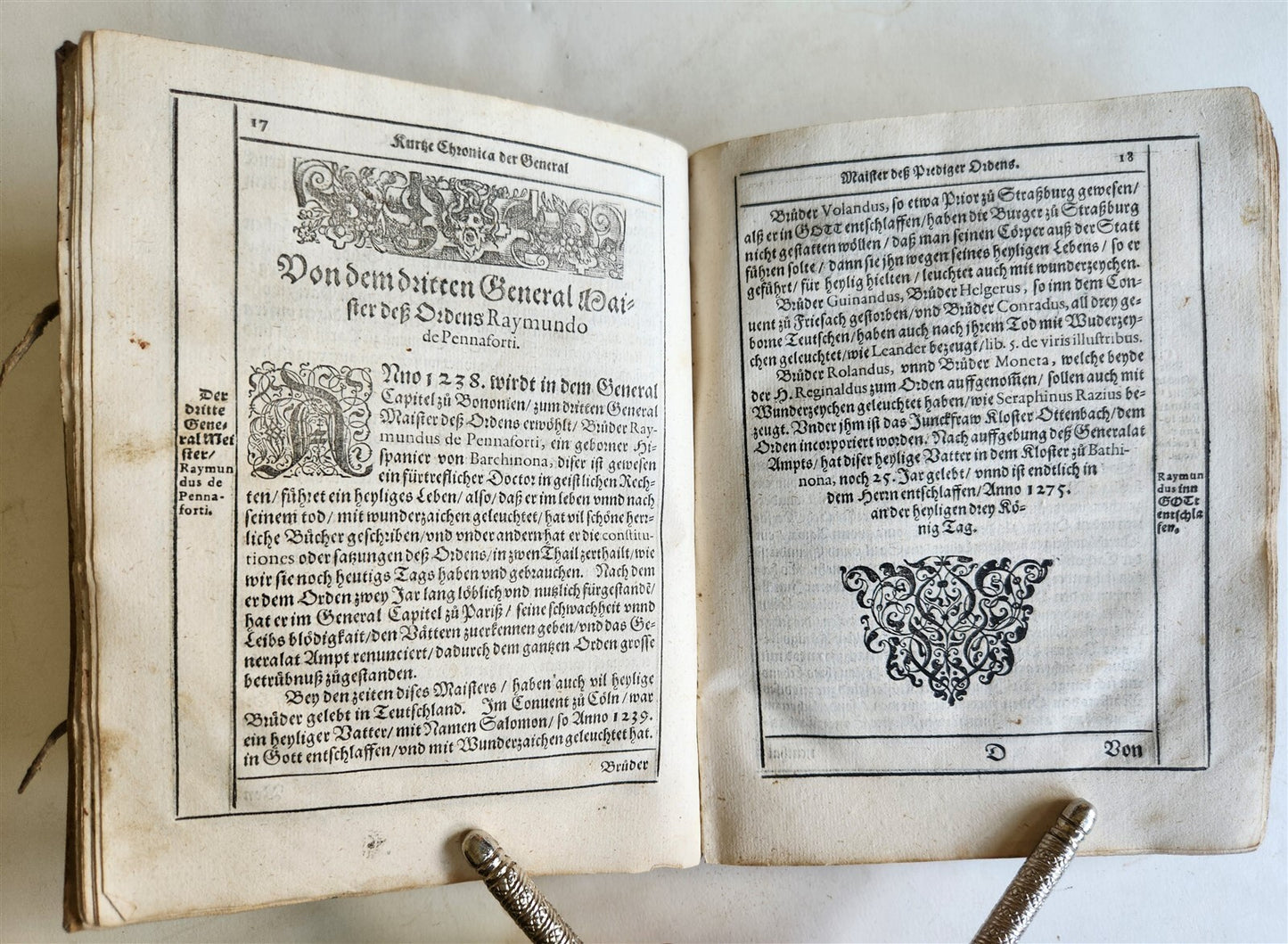 1596 HISTORICAL CHRONICLE of GERMAN RELIGIOUS ORDER antique Kurtze Chronica RARE