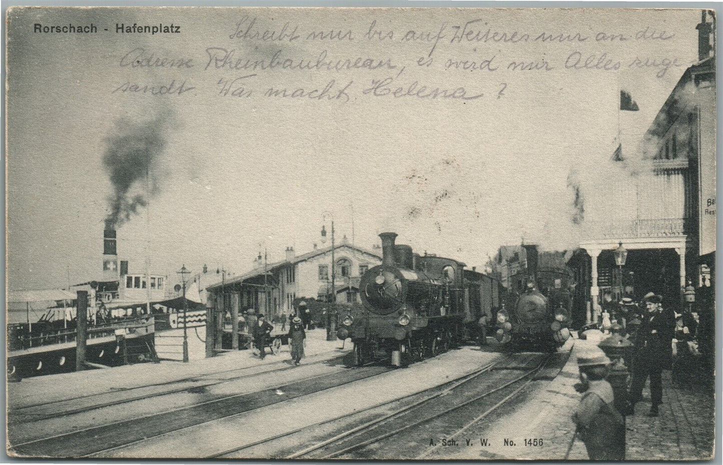 RORSCHACH GERMAN RAILWAY STATION RAILROAD DEPOT ANTIQUE POSTCARD