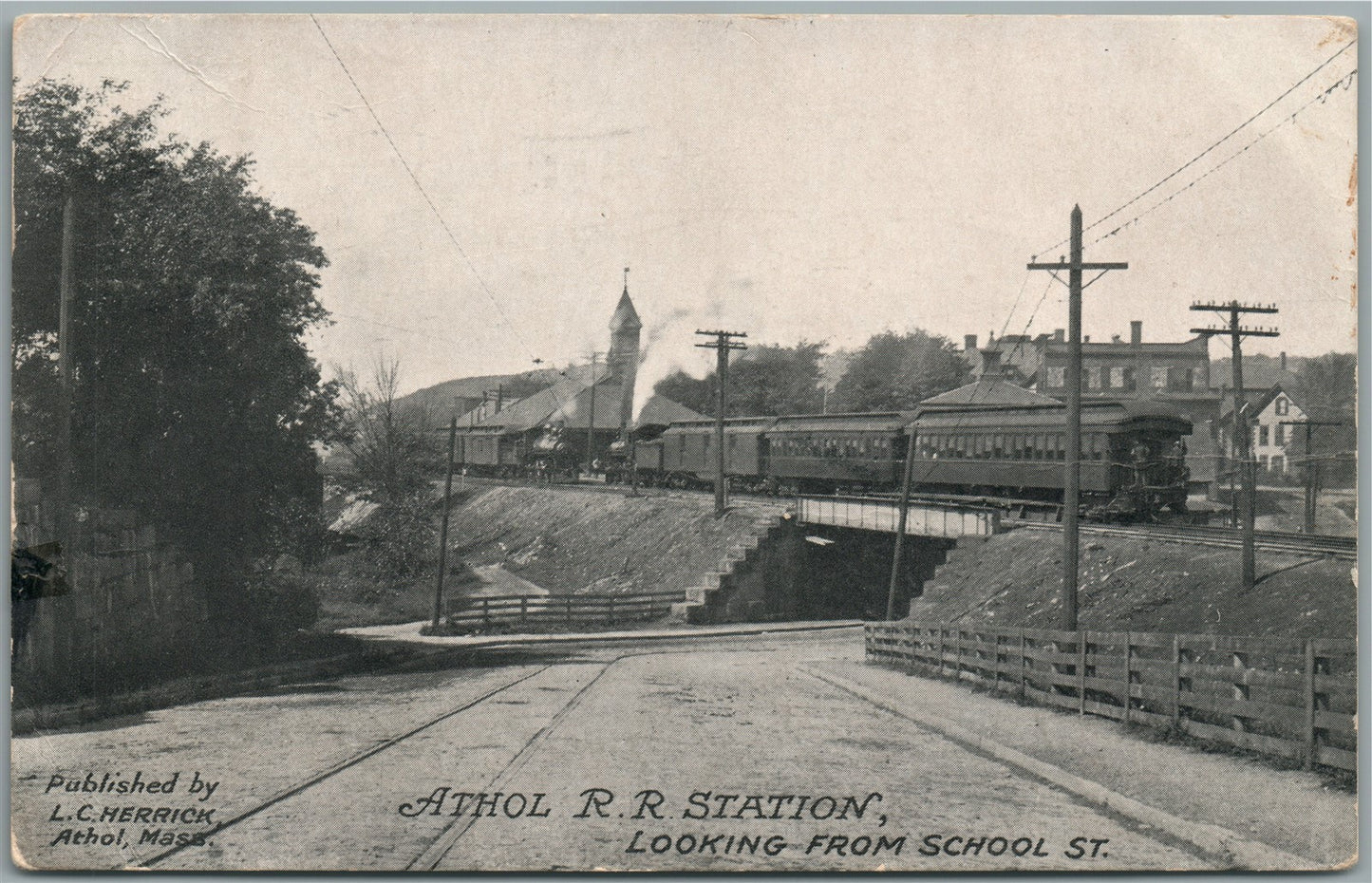 ATHOL MA RAILROAD STATION RAILWAY DEPOT ANTIQUE POSTCARD