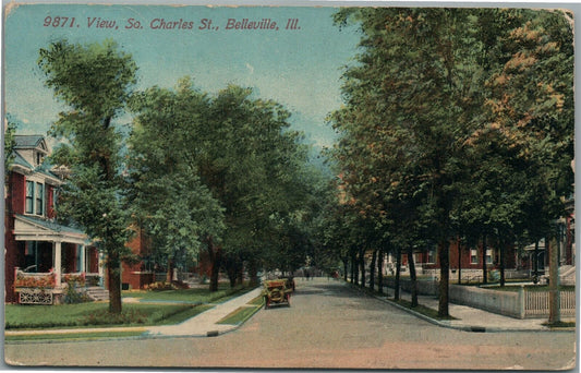BELLEVILLE IL SO. CHARLES STREET ANTIQUE POSTCARD