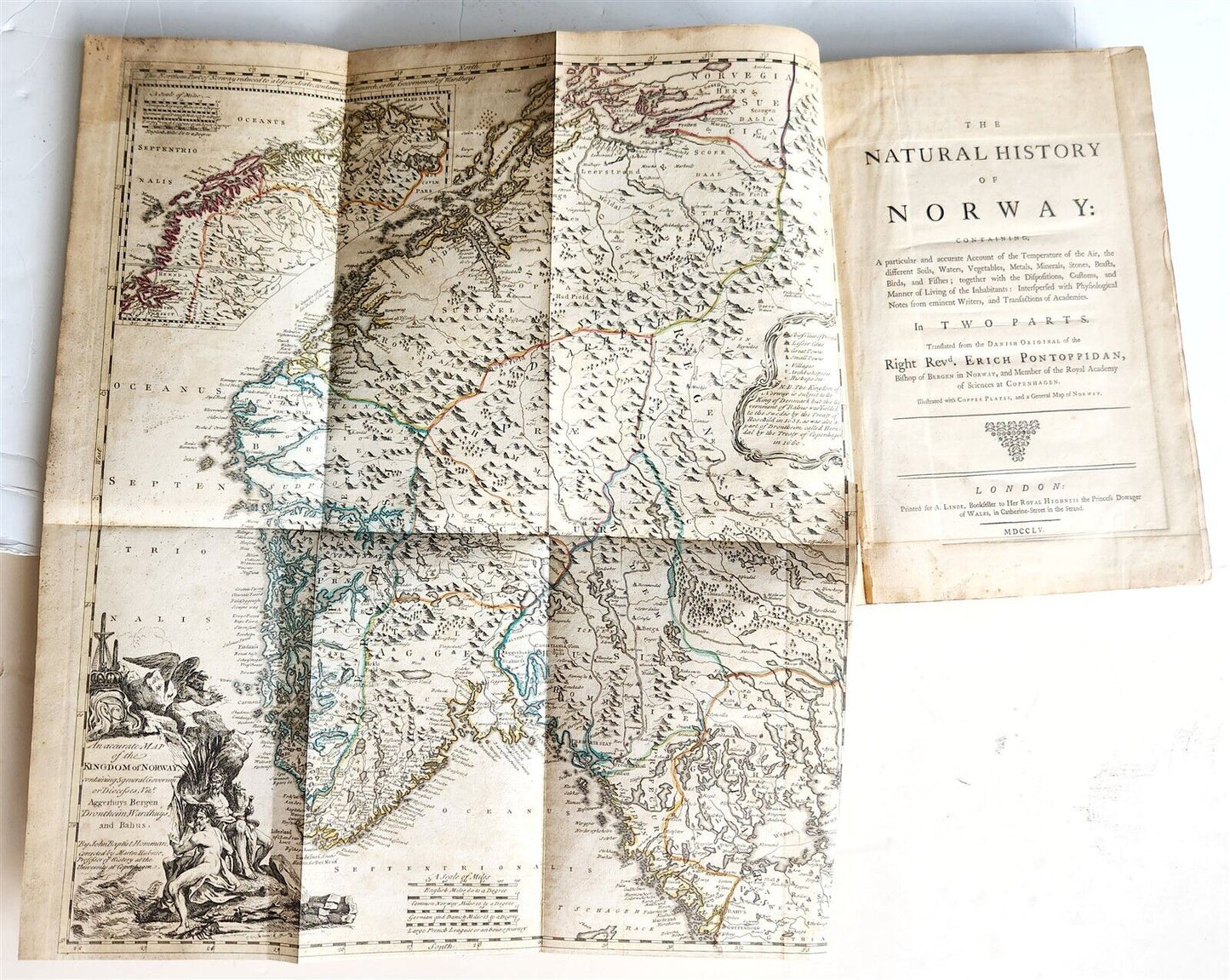 1755 NATURAL HISTORY of NORWAY ILLUSTRATED Pontoppidan antique FOLIO in ENGLISH