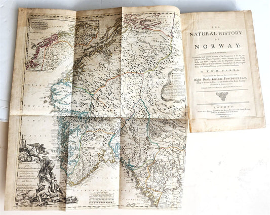 1755 NATURAL HISTORY of NORWAY ILLUSTRATED Pontoppidan antique FOLIO in ENGLISH