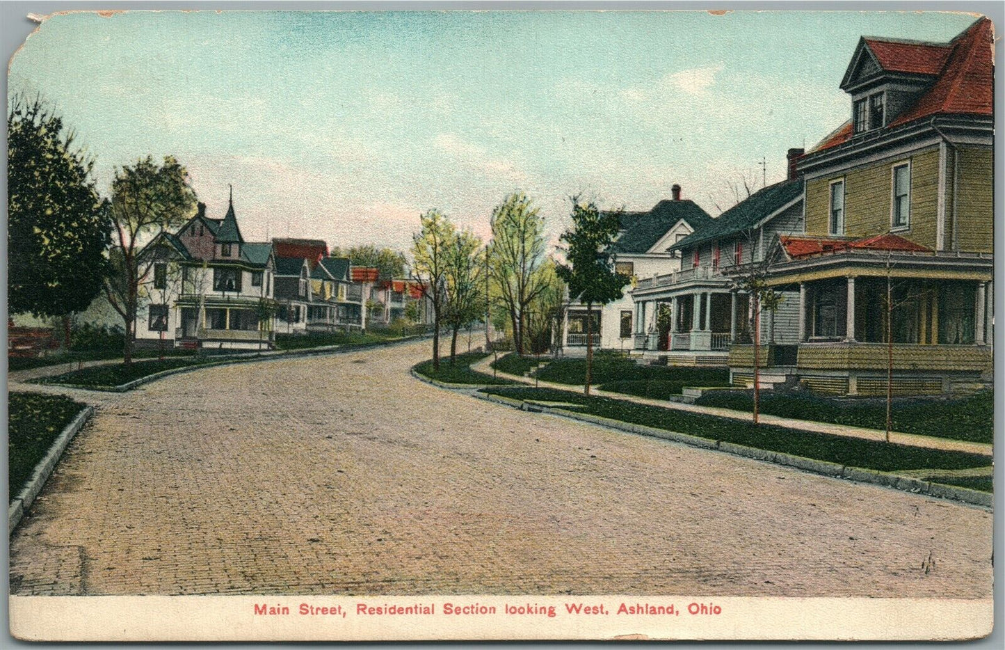 ASHLAND OH MAIN STREET ANTIQUE POSTCARD