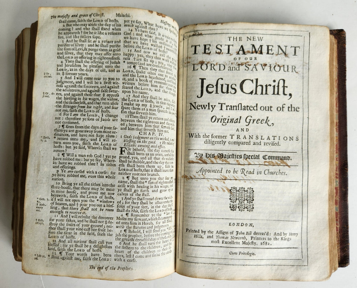 1679 BIBLE in ENGLISH King James antique ORIGINAL red morocco BINDING
