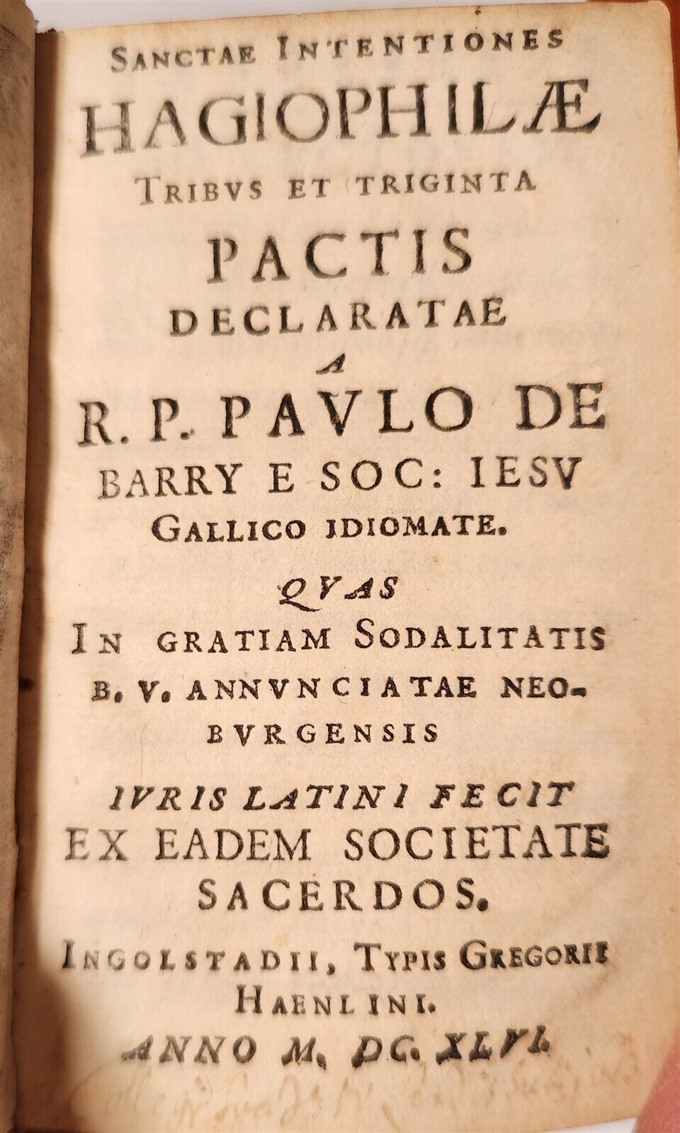 1646 SANCTAE INTENTIONES HAGIOPHILAE TRIBUS antique FABULOUS VELLUM BINDING