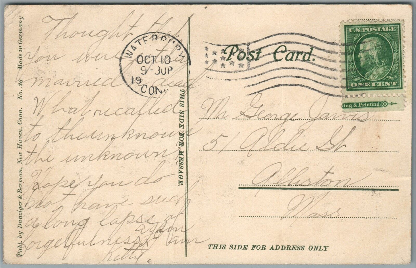 WATERBURY CT FIRE DEPARTMENT BROOKLYN DISTRICT ANTIQUE POSTCARD