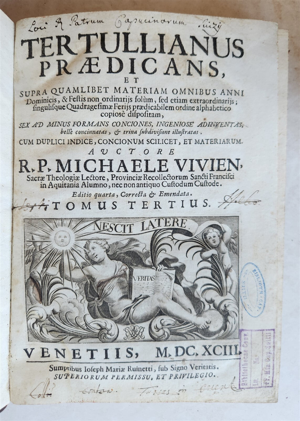 1693 TERTULLIAN antique 6 VOLUMES in LATIN 17th CENTURY