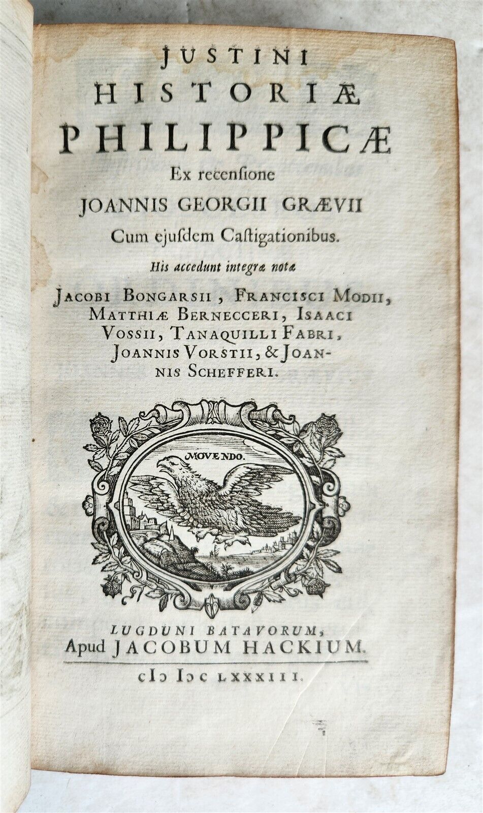 1683 HISTORIAE PHILIPPICAE by JUSTINIUS DECORATIVE BINDING antique
