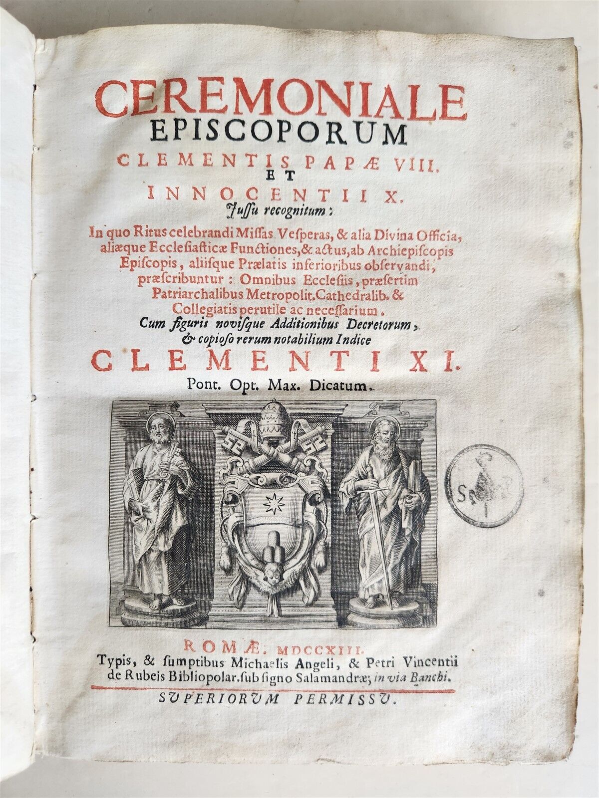 1713 CEREMONIALE EPISCOPORUM antique ILLUSTRATED VELLUM BINDING