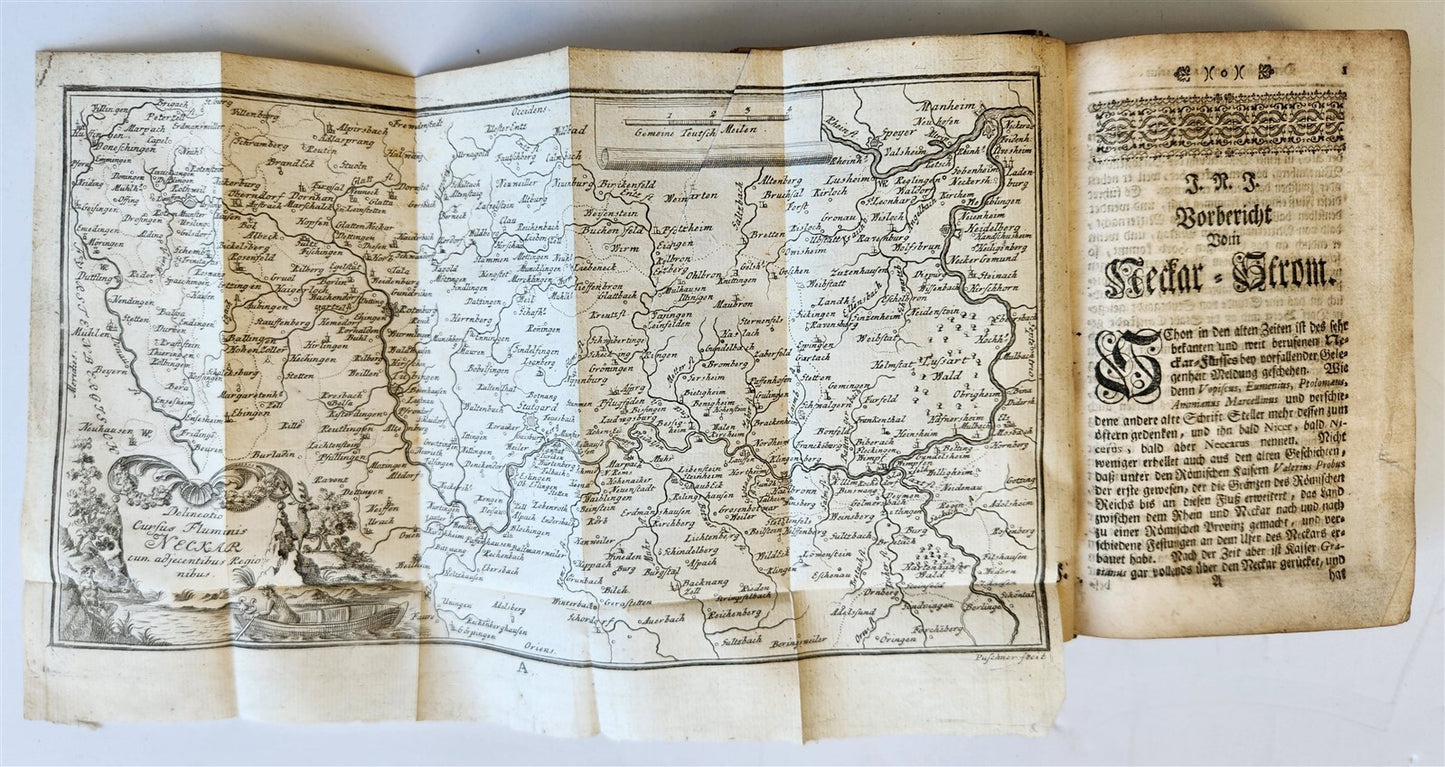 1740 ANTIQUITIES & GEOGRAPHY of GERMAN RIVERS antique ILLUSTRATED
