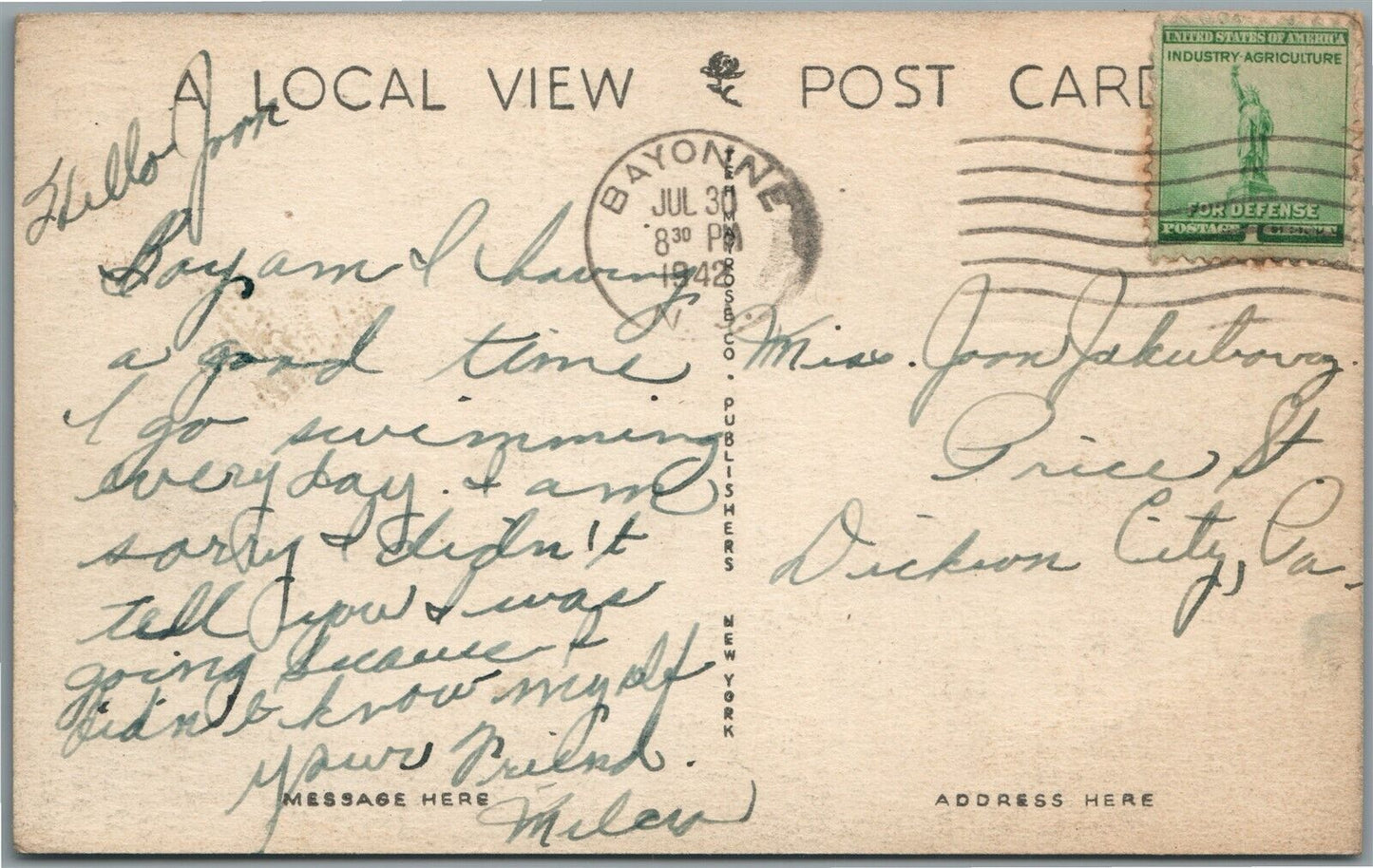 HOLLAND TUNNEL FROM NEW JERSEY NJ VINTAGE POSTCARD