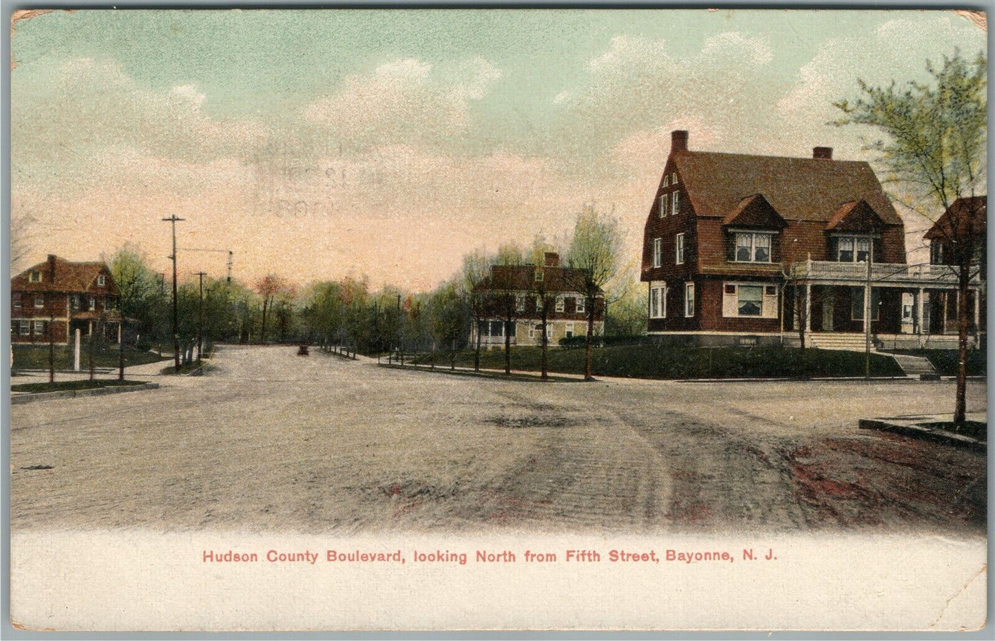 BAYONNE NJ HUDSON COUNTY BOULEVARD ANTIQUE POSTCARD