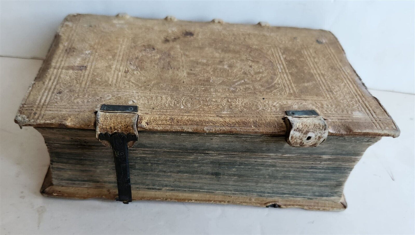 1604 SERMONS of Maurice Hylaret antique PIGSKIN BINDING UNICORN TITLEPIECE