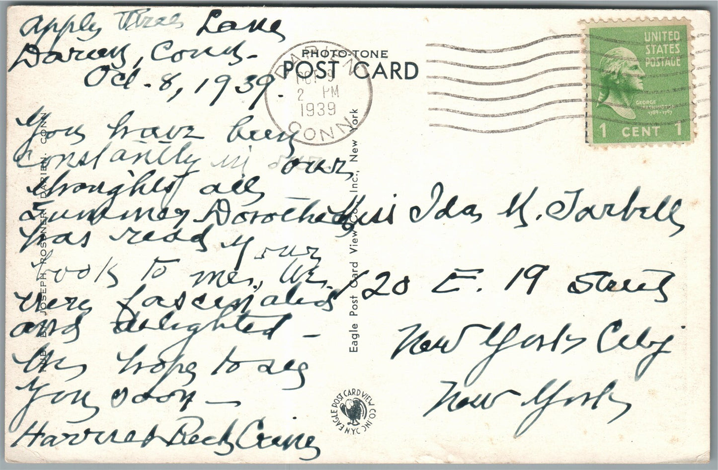 DARIEN CT FIRST CONGREGATIONAL CHURCH ANTIQUE POSTCARD