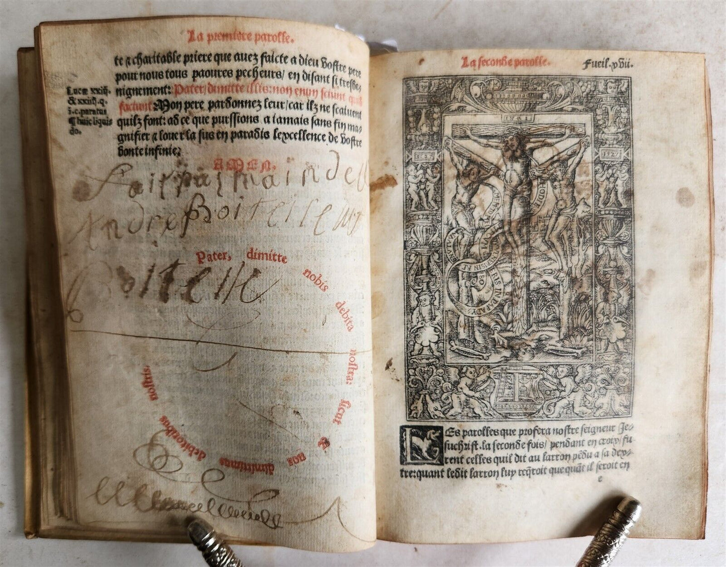 1535 POST-INCUNABULA ILLUSTRATED antique in FRENCH by Jean de Gagny VELLUM BOUND