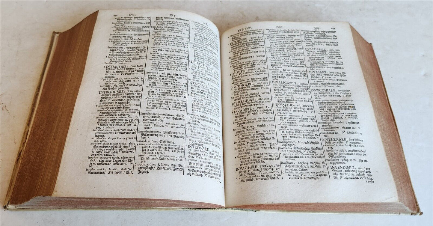 1693 ITALIAN GERMAN DICTIONARY by M. CRAMER antique VELLUM BOUND