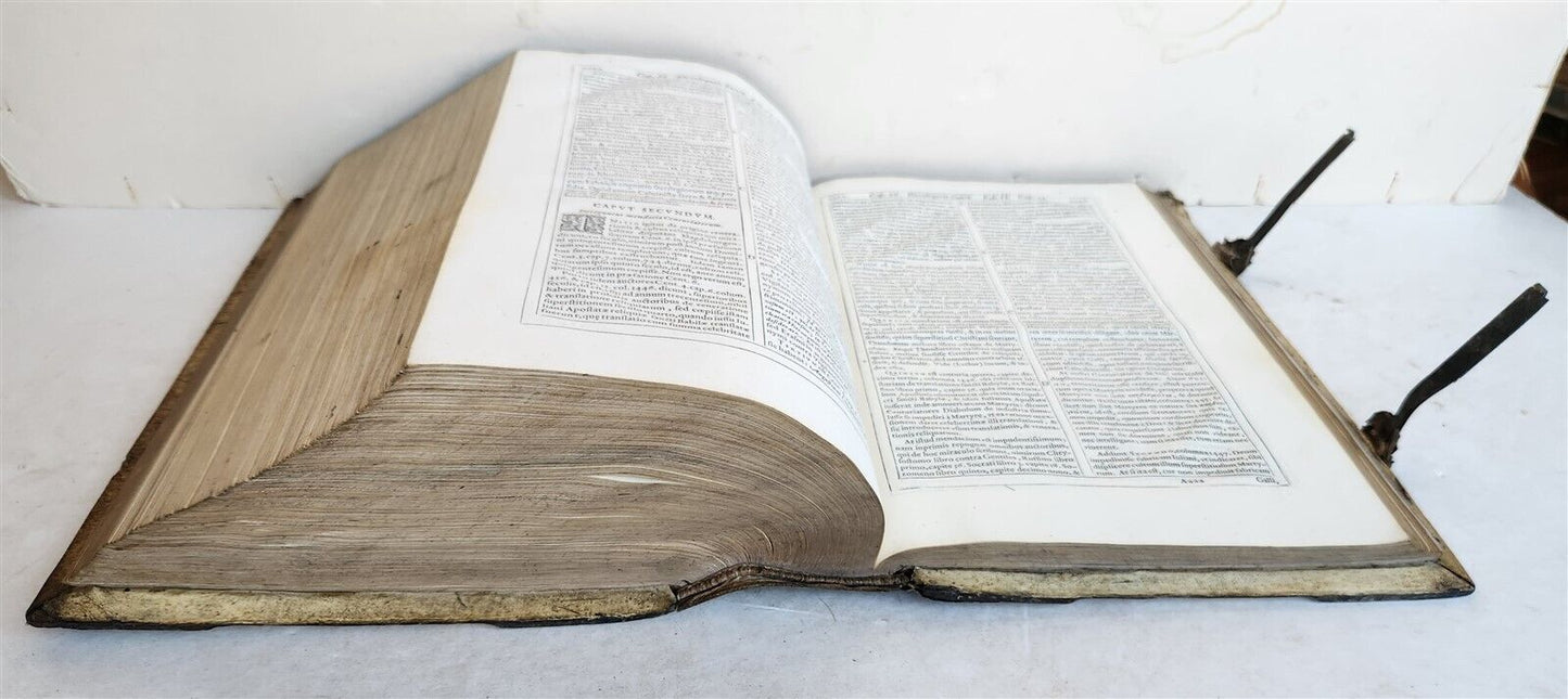 1586 DISPUTATIONES AGAINST HERETICS ROBERTI BELLARMINI antique PIGSKIN FOLIO v.1