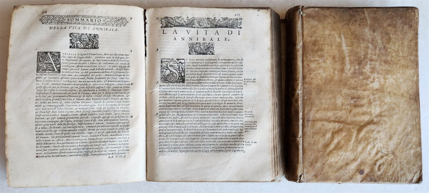 1566 LIFE of PLUTARCH 2 VOLUMES antique in ITALIAN 16th CENTURY VELLUM BOUND