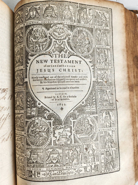 1655 BIBLE in ENGLISH OLD & NEW TESTAMENT antique LONDON KING JAMES