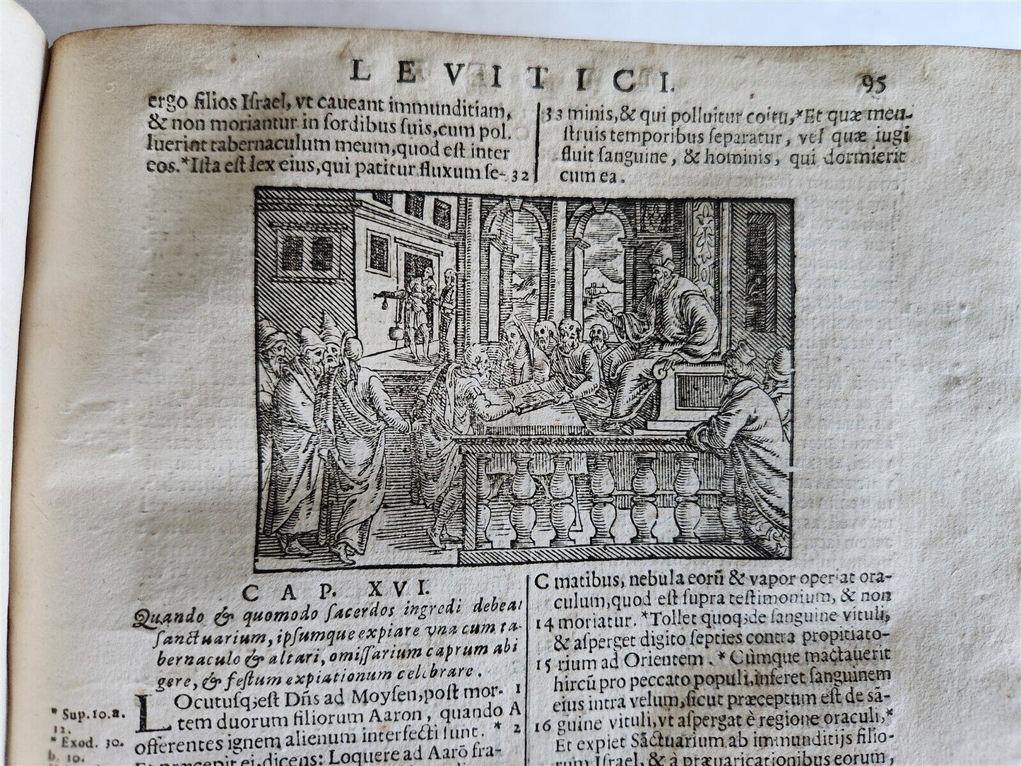 1697 BIBLE ILLUSTRATED antique VELLUM BOUND in LATIN BIBLIA SACRA