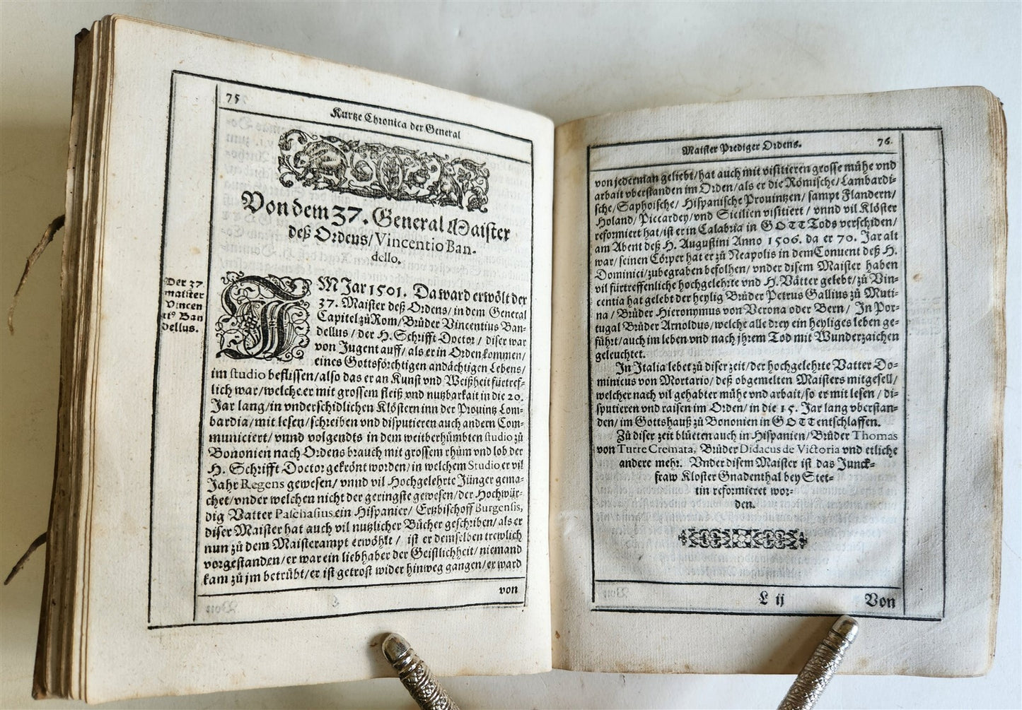 1596 HISTORICAL CHRONICLE of GERMAN RELIGIOUS ORDER antique Kurtze Chronica RARE