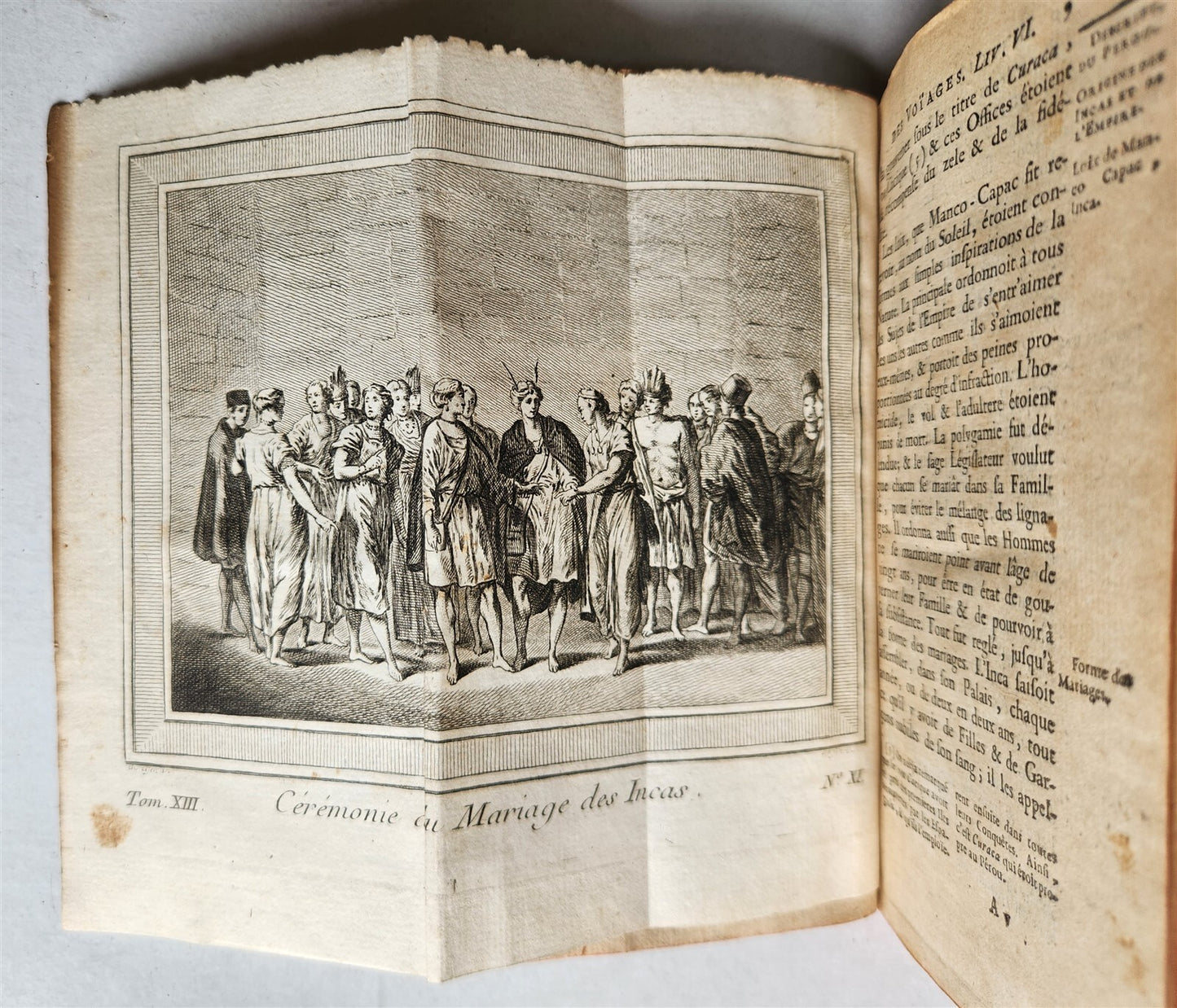 1757 HISTOIRE des VOYAGES antique Vol.52 PERU INCAS TRAVELS illustrated
