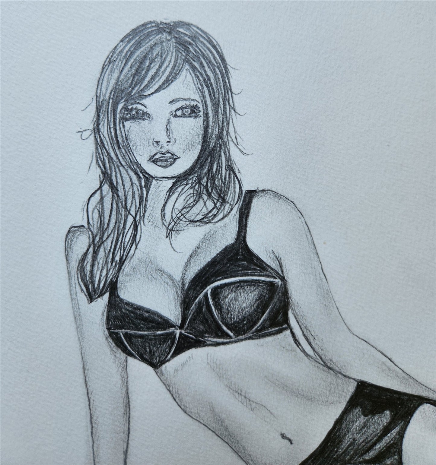 ILLUSTRATION ART FEMALE lot of 4 EROTIC PENCIL DRAWINGS vintage signed