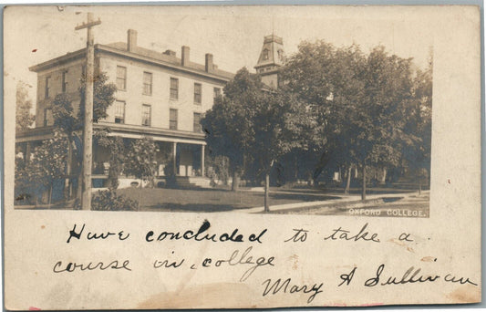 OXFORD COLLEGE OH 1918 ANTIQUE REAL PHOTO POSTCARD RPPC