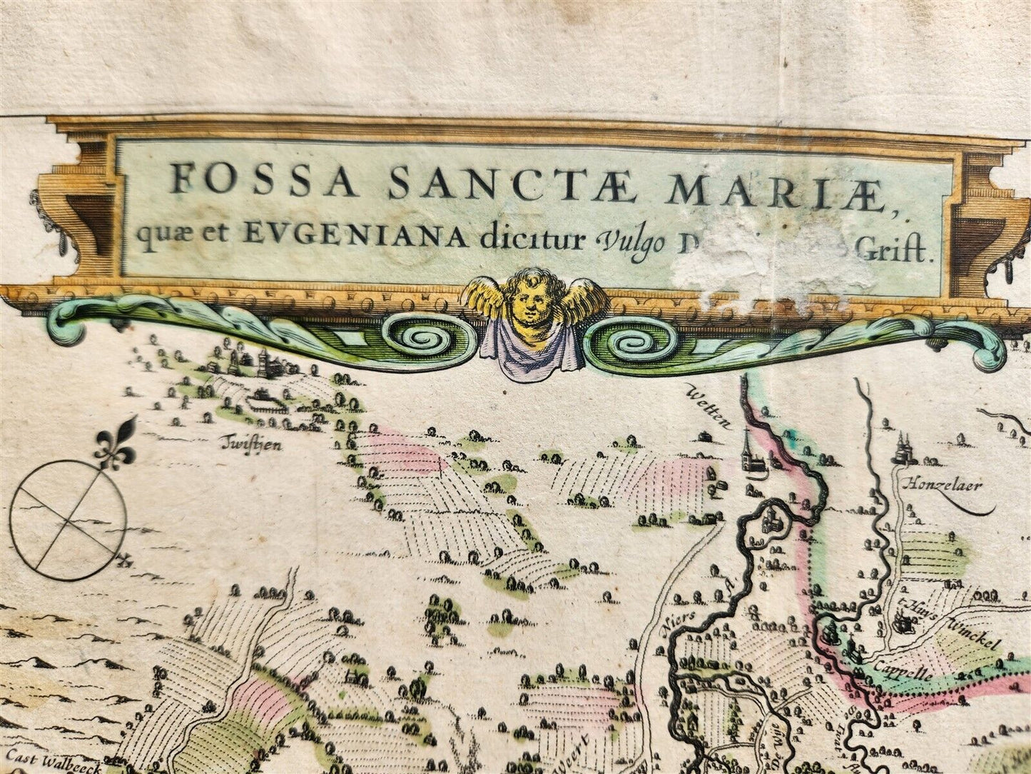 1640 MAP of GERMANY FOSSA SANCTAE MARIAE by WILLEM BLAEU antique AUTHENTIC