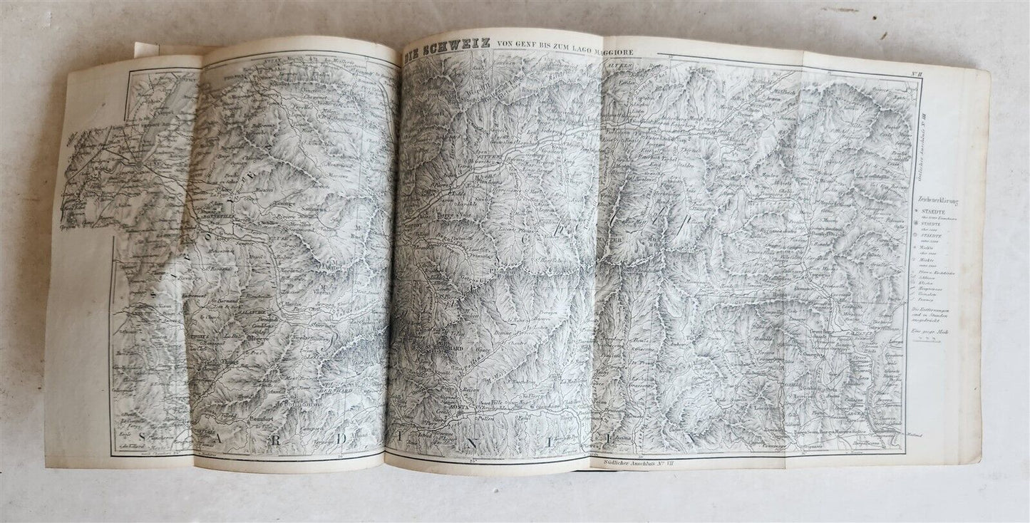 1857 ITALIAN TRAVELLER'S BOOK by Dr.FORSTER in GERMAN antique ILLUSTRATED w/MAPS