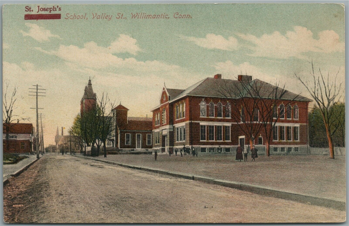 WILLIMANTIC CT VALLEY STREET ST.JOSEPH'S SCHOOL ANTIQUE POSTCARD