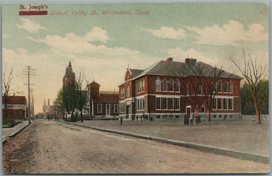 WILLIMANTIC CT VALLEY STREET ST.JOSEPH'S SCHOOL ANTIQUE POSTCARD