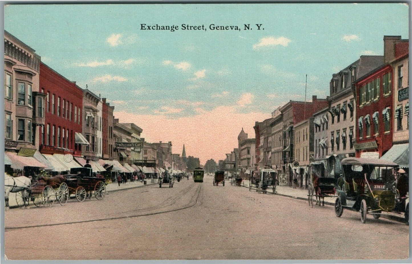GENEVA NY EXCHANGE STREET ANTIQUE POSTCARD