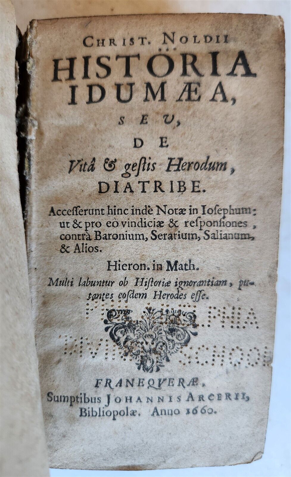 1660 HISTORY of LIFE & ACTIONS of HEROD THE GREAT ANTIQUE VELLUM by C. Noldius