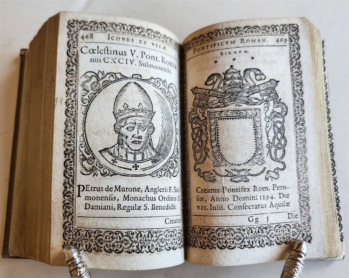 1602 ICONES & VITAE PAPARUM antique 300 WOODCUT ILLUSTRATIONS of POPES
