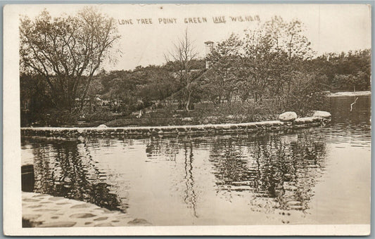 GREEN LAKE WI LONE TREE POINT ANTIQUE REAL PHOTO POSTCARD RPPC